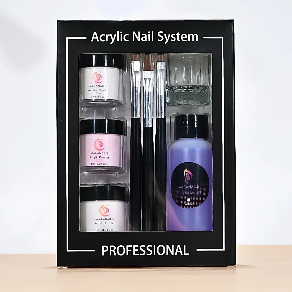 Kit Acrílico Prego Pó para Casa DIY Iniciante, Suprimentos de Unhas Líquidas, Escova e Copo de Vidro, Rosa Claro e Branco, 1 Conjunto