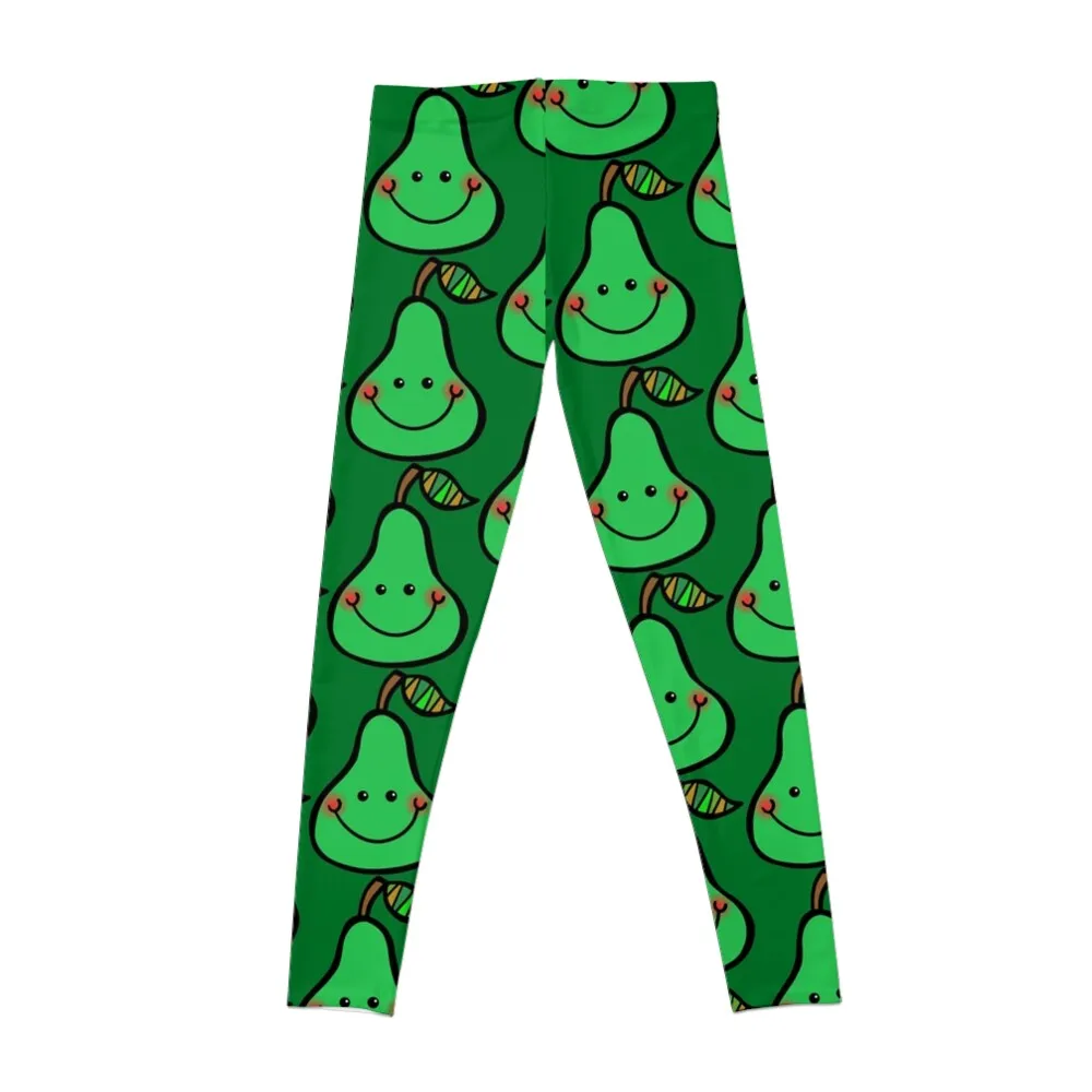 Green Pear Fruit Doodle Cartoon Leggings legings for fitness Leginsy push up Womens Leggings