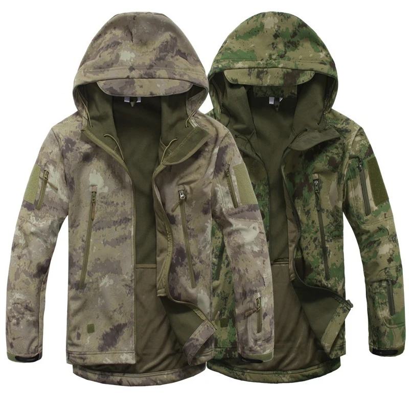 Lurker Soft Shell Camouflage Jacket Men Waterproof Hunting Clothing Warm Camo Tactical Jackets Outdoor Combat Hoodie Coat