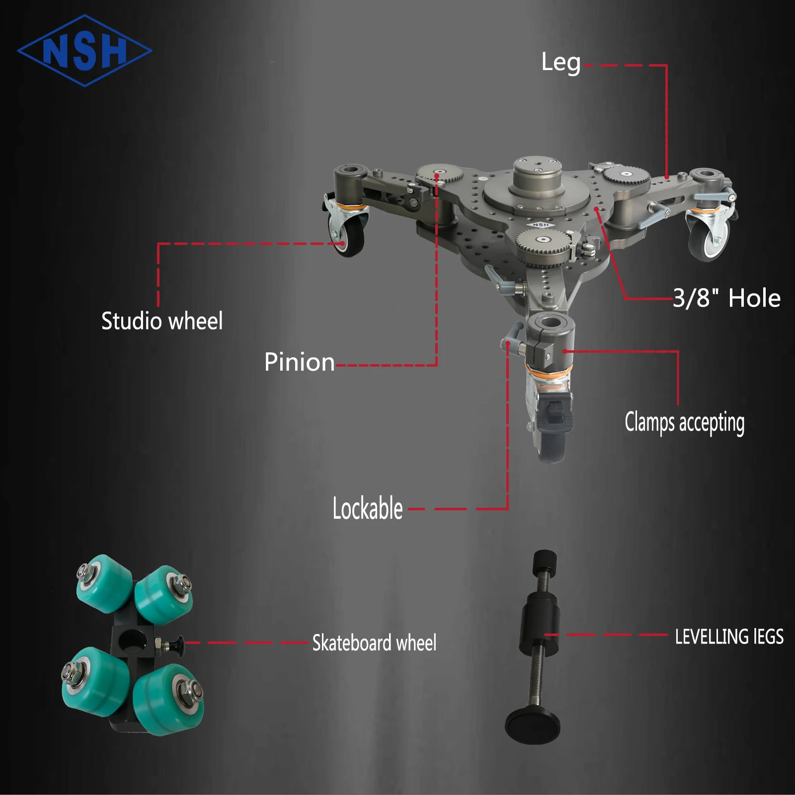 NSH Turtle Base Film Camera Dolly Professional  Video Shoot for Making Film modify the shipping cost