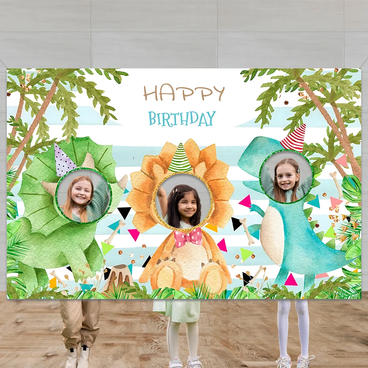 Photo Frame Dinosaur Mermaid Theme Birthday Party Decorations Kids Baby Shower Backdrop for Photography 1st Girl Birthday Favors