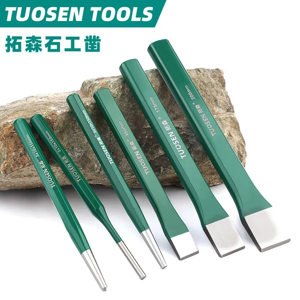 High Quality Chrome Vanadium Steel Masonry File, Slotted Steel Chisel, Metal Stone Flat Chisel,Sharp Chisel Anti-Smashing Handle