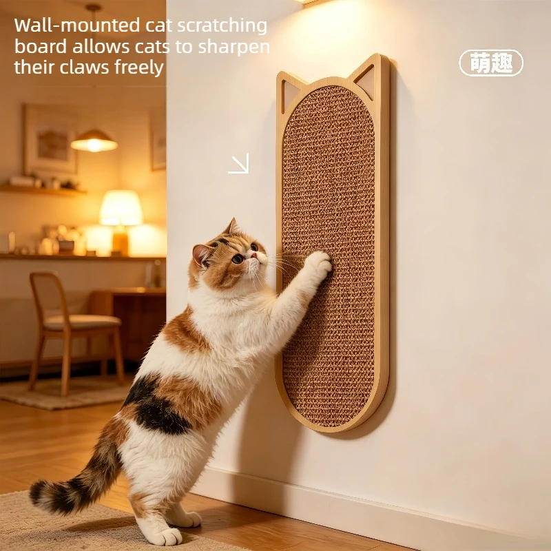 Cat Scratching Post with Ears - Silk and Hemp Wall-mounted Durable Scratching Toy for Cats House Scratcher Furniture Protection