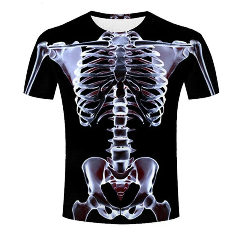 Skeleton Internal Organs Pattern T-Shirt Men Women 3D Print Short Sleeve Casual Funny Tops Tees Streetwear Loose Summer T Shirts