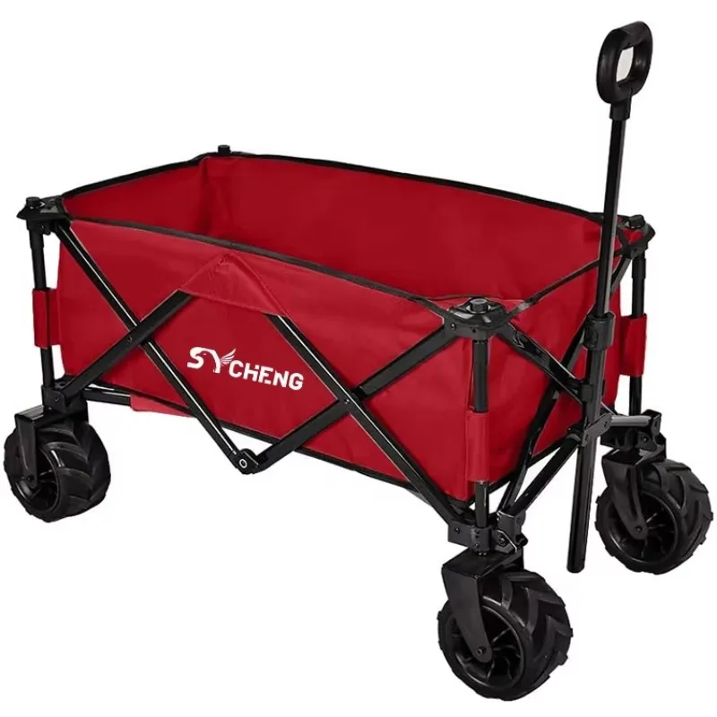 High Quality Stainless Steel Platform 4 Wheel Beach Camping Folding Wagon Mini Outdoor Transport Trolley Picnic Garden Cart