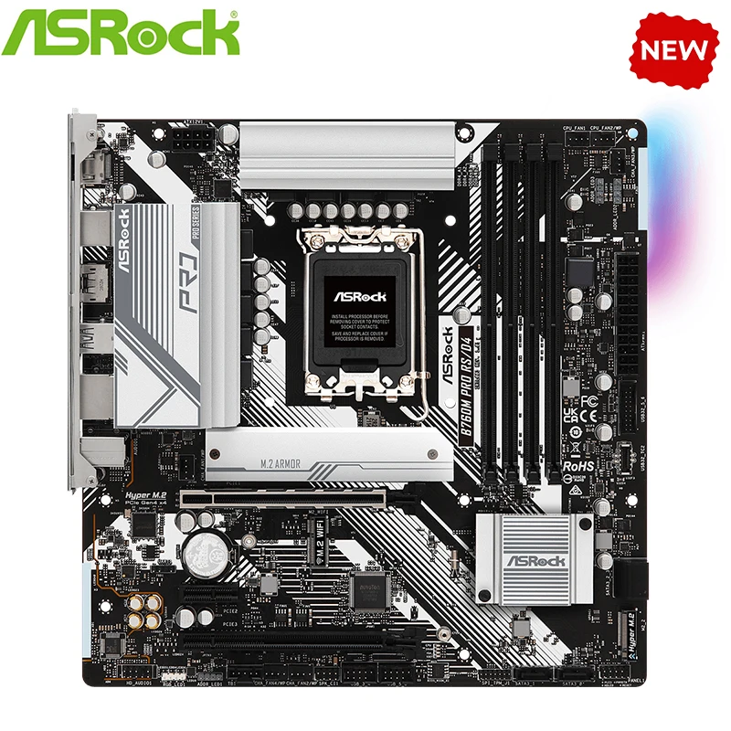 NEW B760 For ASROCK B760M Pro RS/D4 LGA 1700 DDR4 Motherboard B760 Supports CPU i5 13400f i3 12100f 12400f