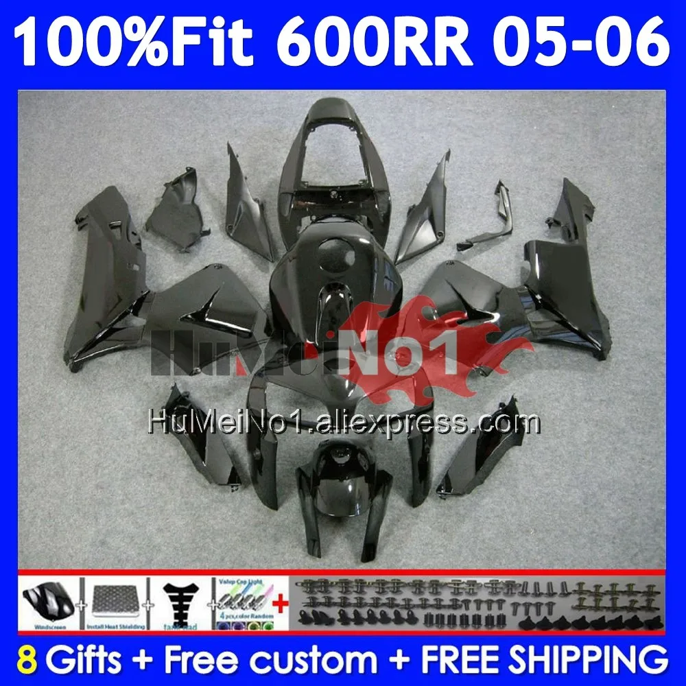 Injection For HONDA CBR 600RR 600F5 Glossy black 600CC CBR600RR 41No.1 CBR600F5 CBR 600 CBR600 CC RR F5 2005 2006 05 06 Fairing