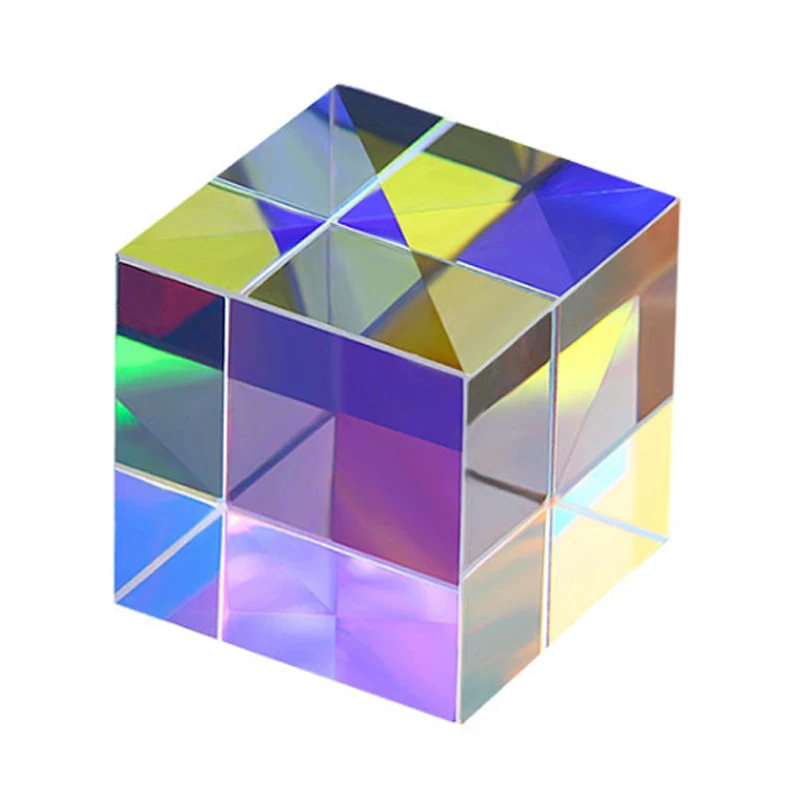 1PC 20*20*20mm Optical Cube Prism Laser Beam Combination Toy cube Glass prism rainbow Light