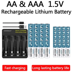 AA AAA Battery 1.5V Rechargeable Lithium-ion Battery for remote control mouse small fan Electric toy USB charger