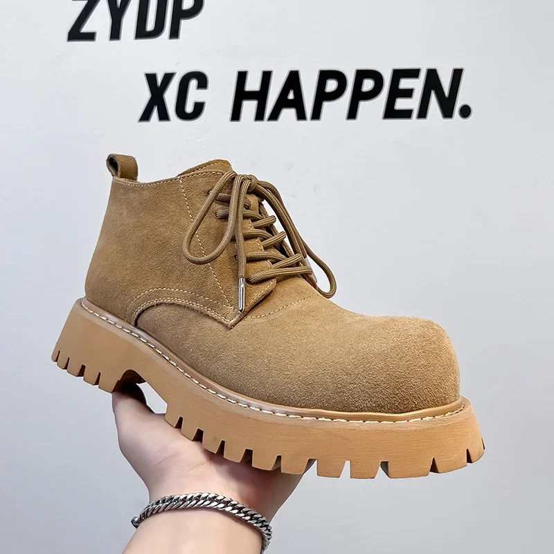 

Мужские повседневные ботинки на платформе большого размера, туфли из коровьей замши на шнуровке, ковбойские высокие сапоги, вечерние банкетные платья, крутые мотоциклетные боты