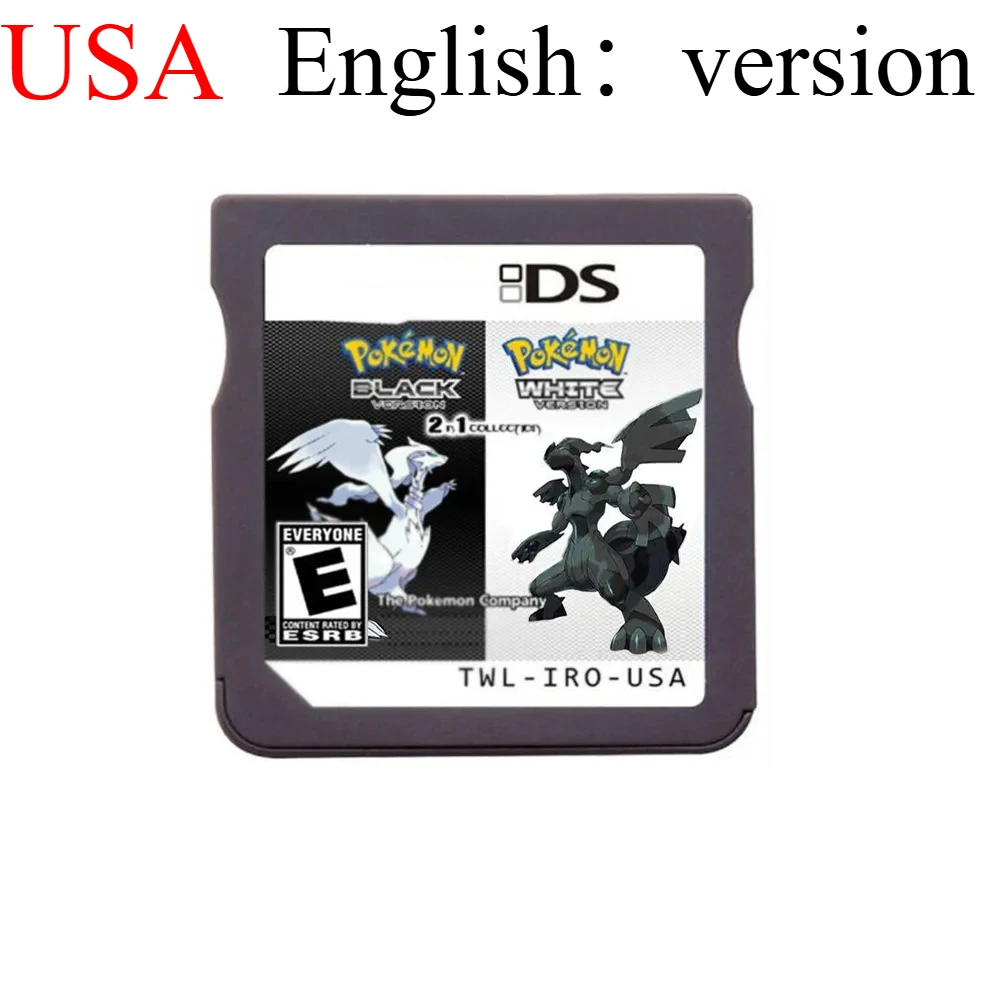 خرطوشة ألعاب الفيديو DS الإنجليزية الأمريكية (إصدار بطاقة الذاكرة R4) HeartGold SoulSilver أسود أبيض لـ NDS/2DS/3DS/NDSL