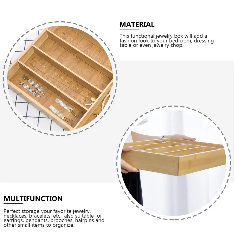 

Bamboo Jewelry Box Multi grid Storage Container Durable Necklace Holder Home Decor ganizer Gift Idea Party Supplies