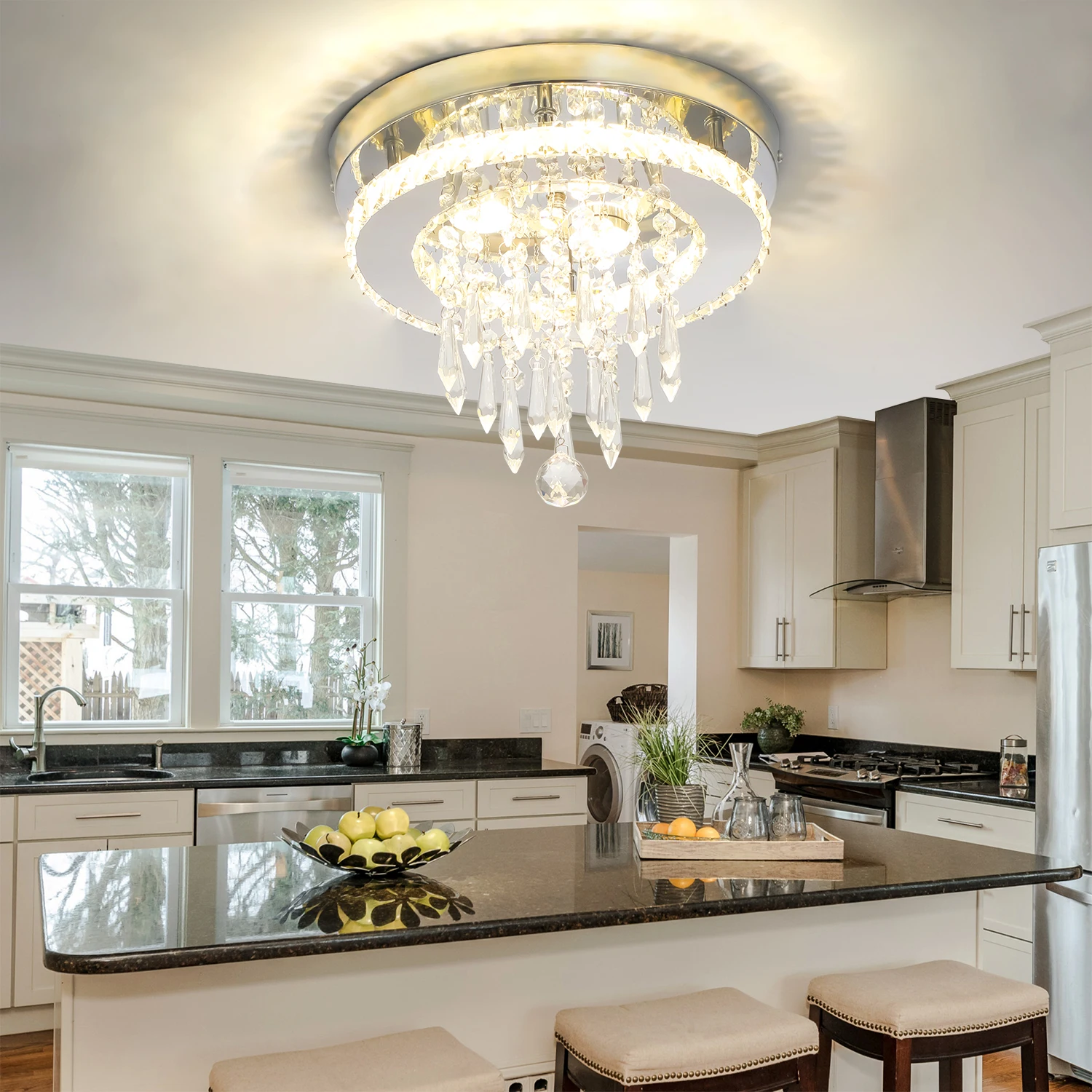 LED كريستال مصباح السقف عكس الضوء أضواء السقف كريستال الثريا قلادة غرفة المعيشة غرفة نوم المدخل غرفة الطعام المطبخ #1