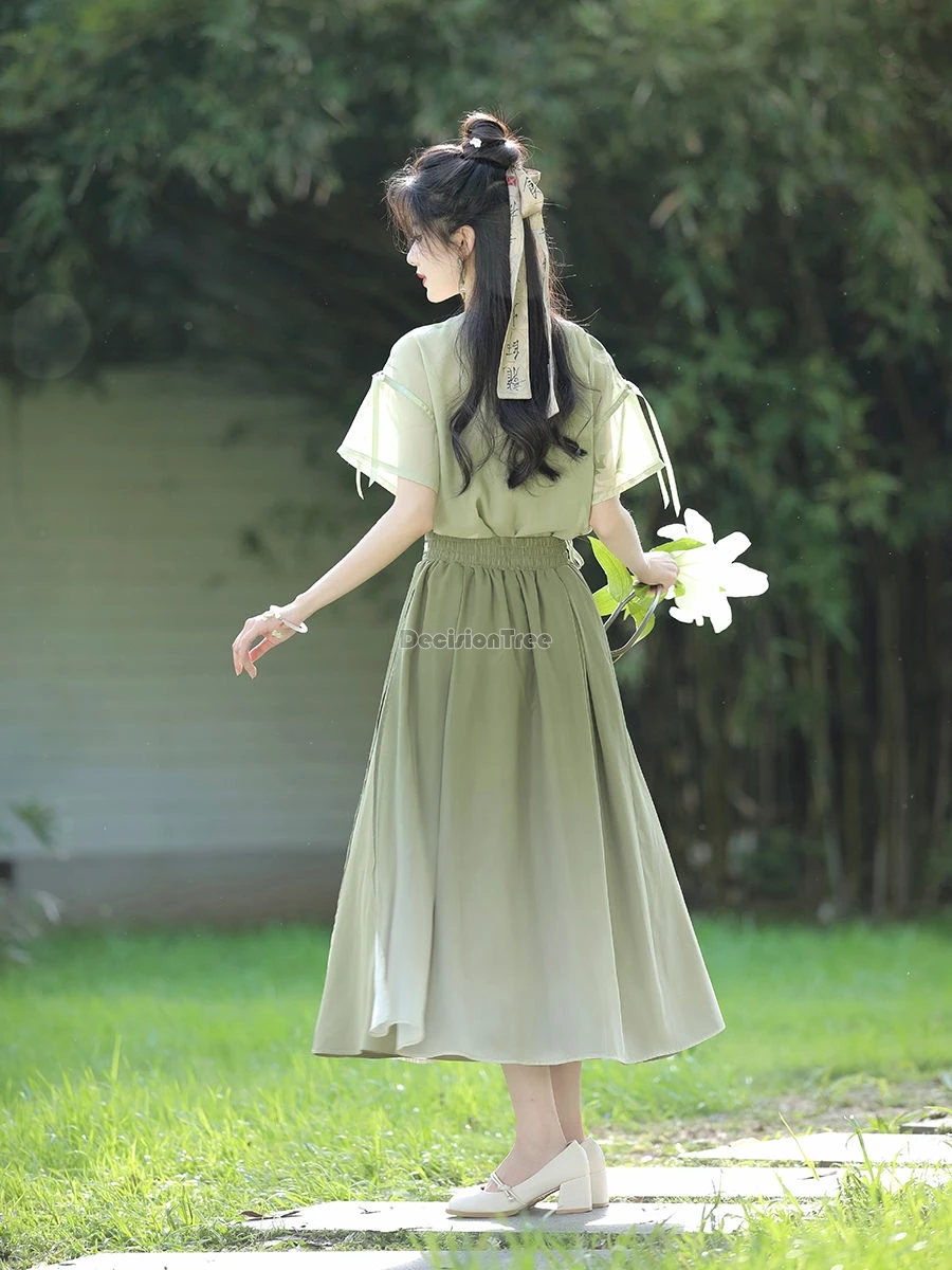 2025 summer new fresh retro gentle literature art hanfu daily improved chinese han style modern hanfu temperament zen tea dress