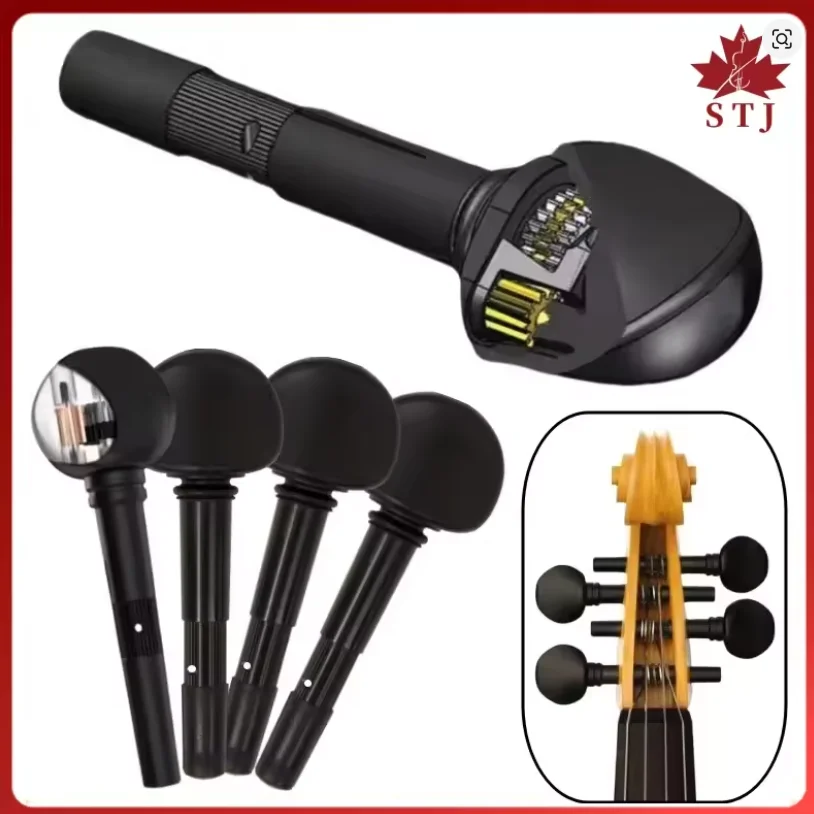 4PCS Mechanical Violin Tuning Pegs Machine Heads Cello Violin Peg Scrolled Head Cello Finetune Pegs String Tuners Accessories
