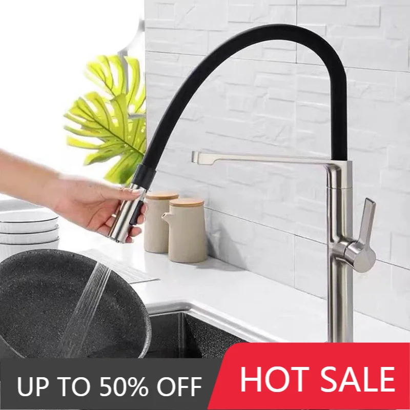 Kitchen Faucet Brass Brushed Grey Sink Faucet Magnetic Suck Brass Sink Tap Rotating Spout Mixers Tap Hot Cold Kitchen Tap