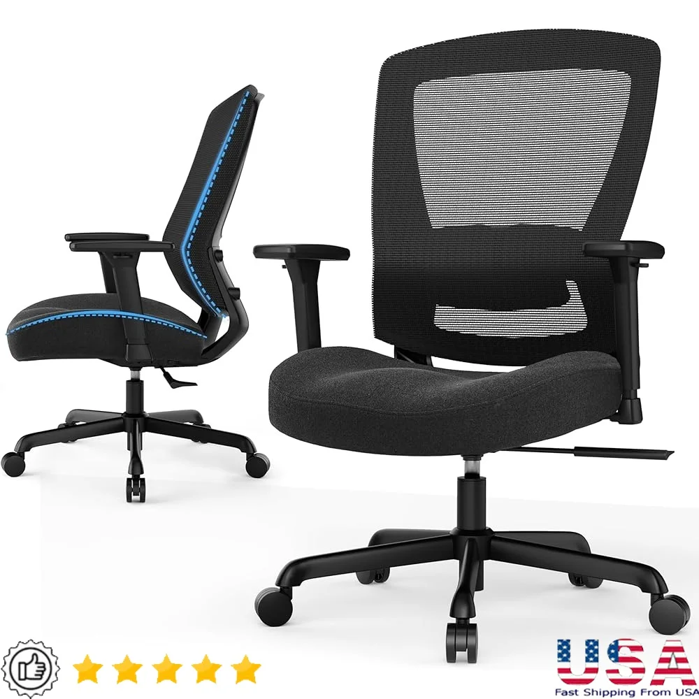 

Ergonomic Home Office Chair with Breathable Mesh Back 4D Armrests Adjustable Lumbar Support Tilt Function