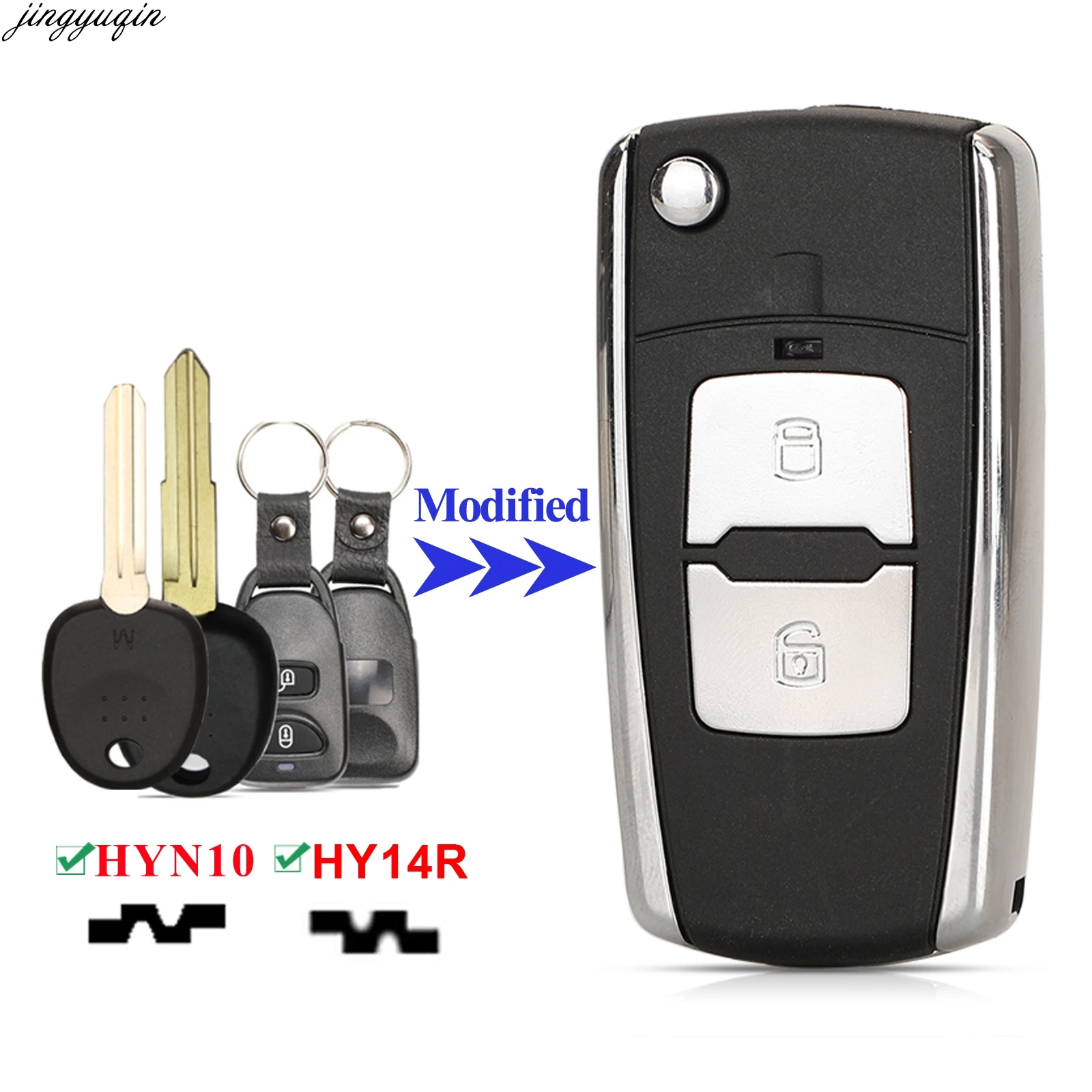 Jingyuqin 2 Buttons Remote Car Key Case Shell For Hyundai Santa FE 2006 Elantra Verna Kia Picanto Cerato Rio V Left Blade