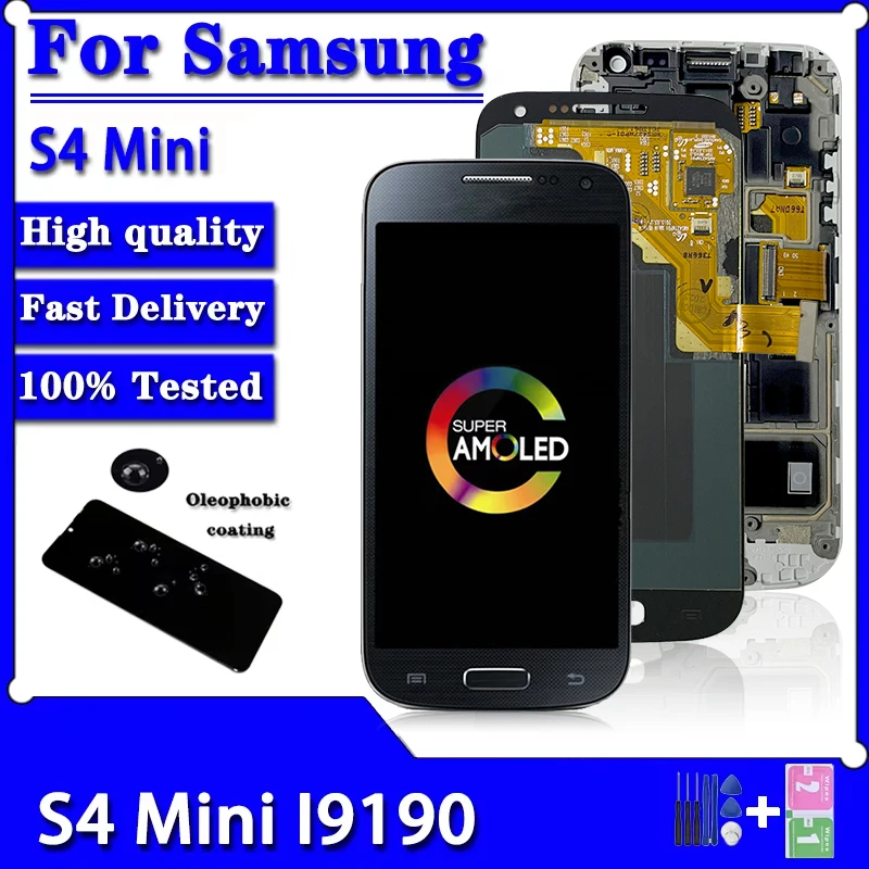 Pop 4,30 pulgadas para Samsung S4 Mini I9192 I9190 I9195 pantalla Lcd MONTAJE DE digitalizador con pantalla táctil para Samsung S4mini con marco
