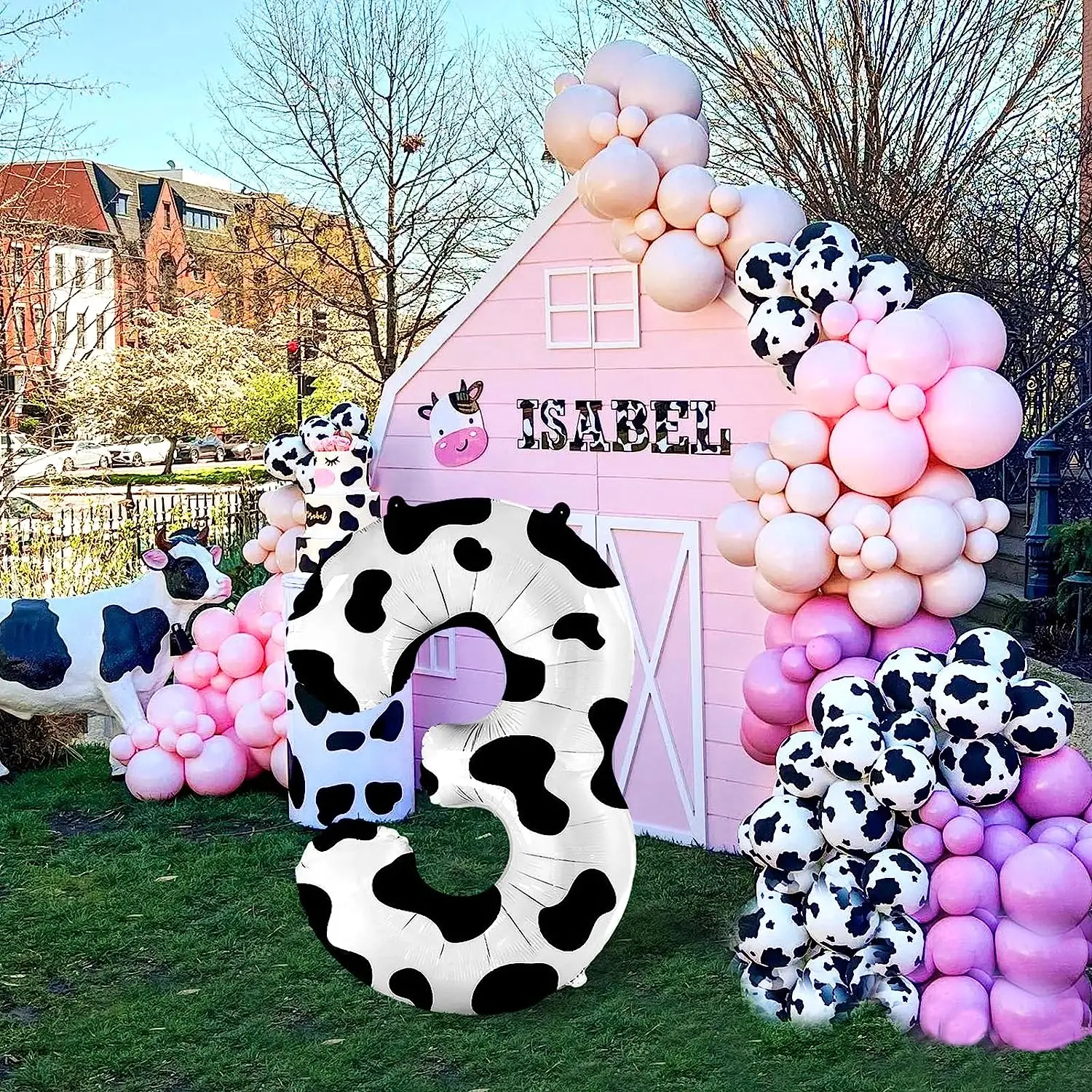 40 Inch Cow Print Number Balloons 0-9 Large Figure Helium Ballon Holy Cow Im One Birthday Cowgirl Theme Party Decor DIY Supplies