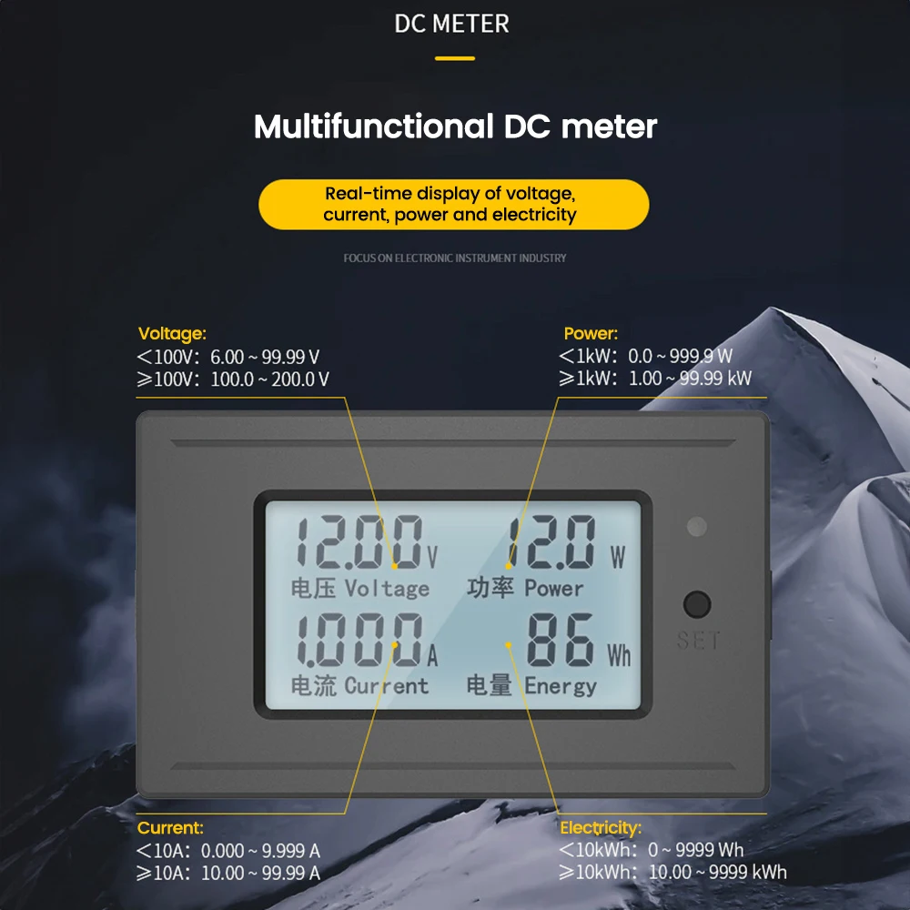 DC Voltage Meters 20A 50A 100A/DC 6-200V Digital LED Monitor Power Energy Voltmeter Voltage Current Meter Ammeter