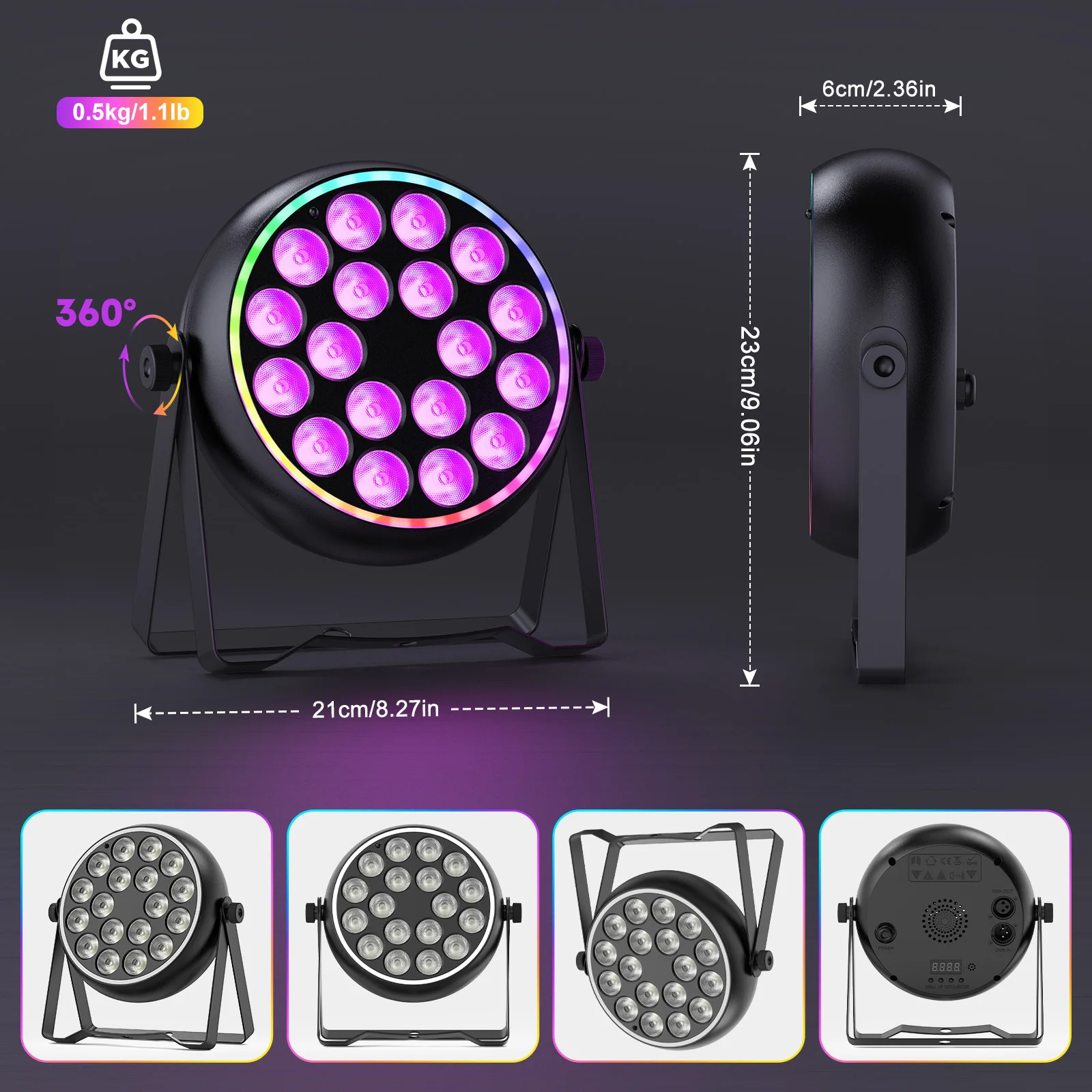 Somspot 4PCS RGBW LED Par Light 4IN1 DJ Party Lights DMX Remote Control Stage Effect Lighting for Disco Concert Wedding Theater