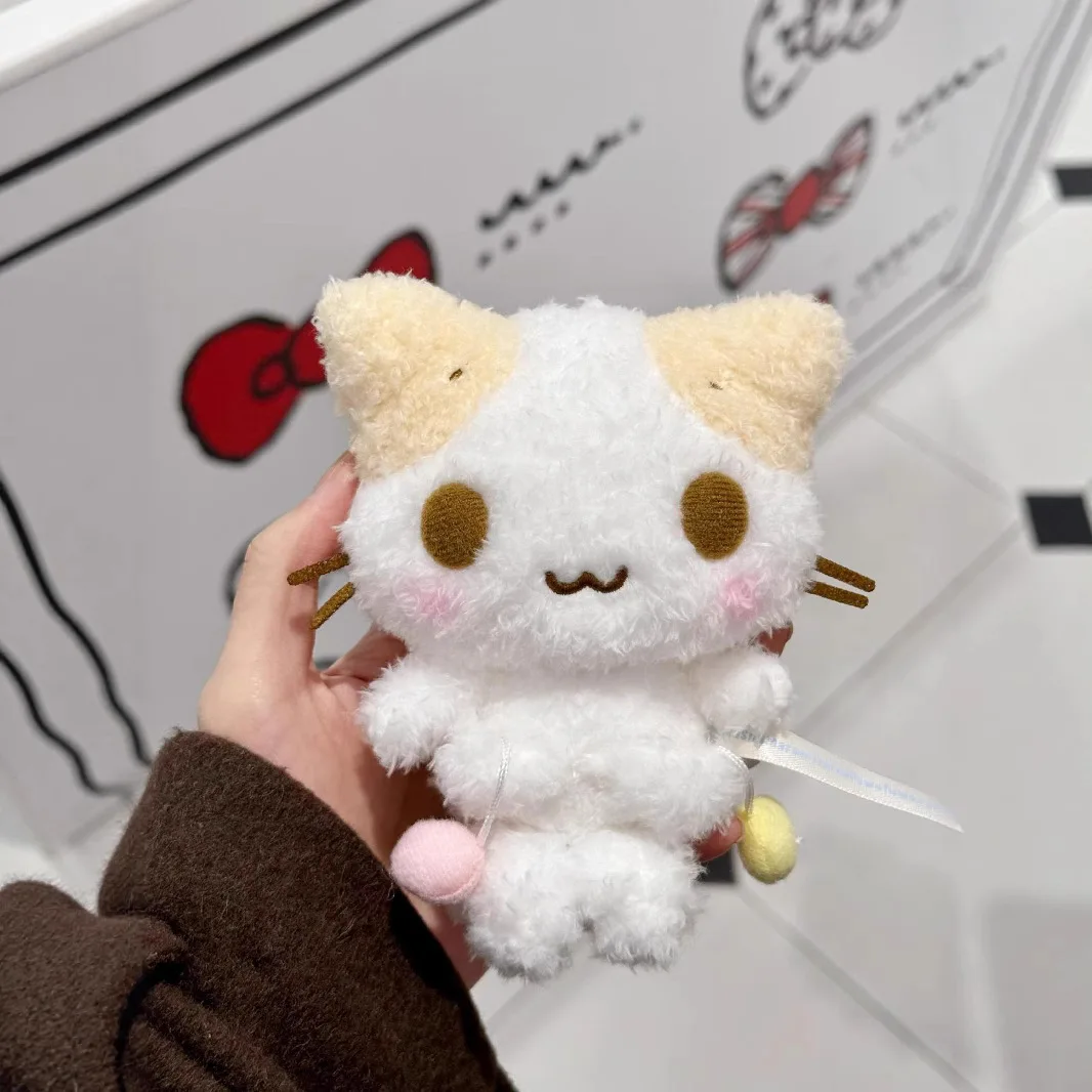 Porte-clés en peluche chat guimauve mignon, Animal en peluche doux, ornement de sac d'école, chat en barbe à papa pour sacs à dos et décor de sacs