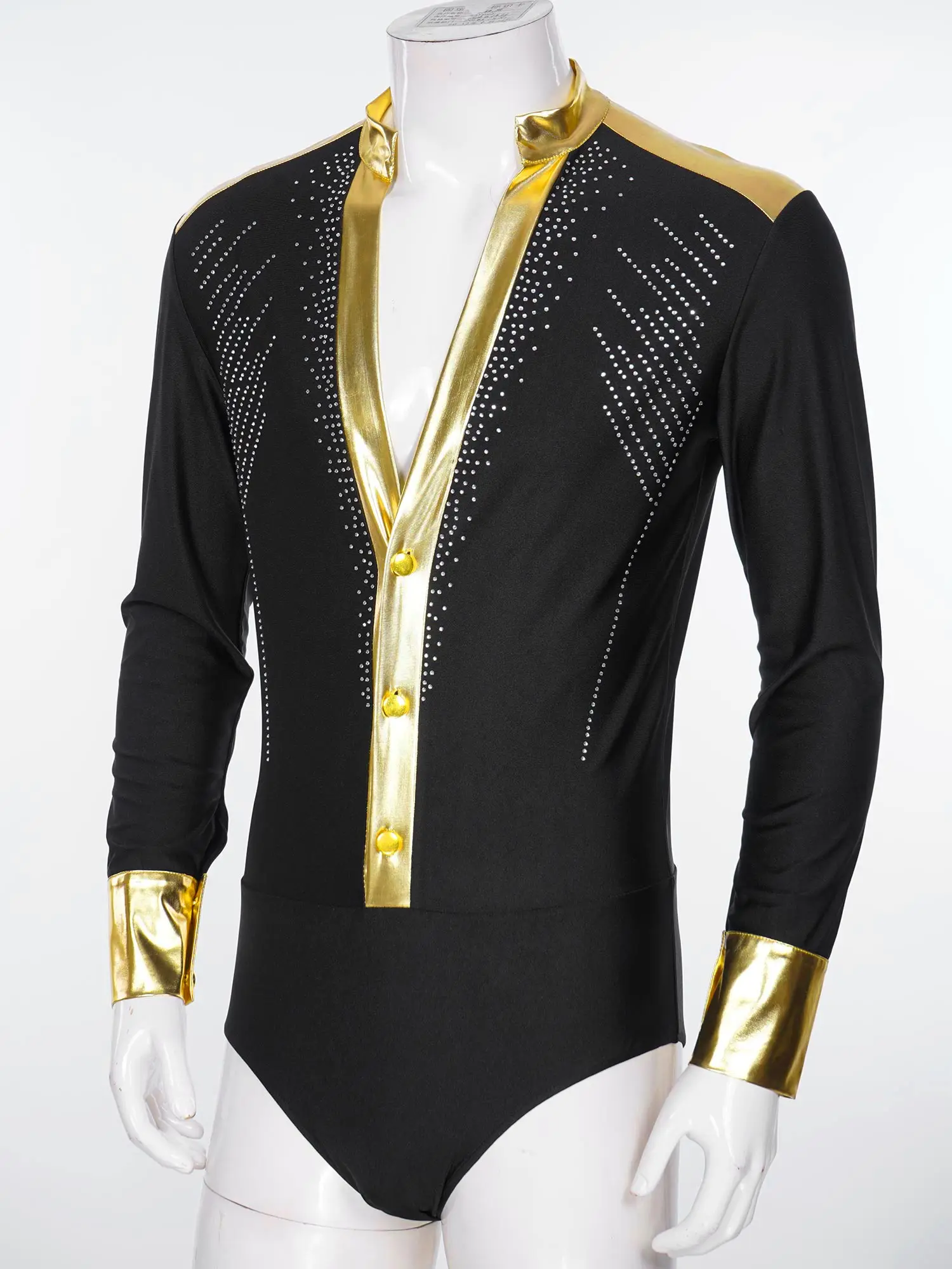 Men Latin Dance Leotards Rolepla Outfit Tango Chacha Bodysuit Figure Skating Leotard + Pants Halloween Cosplay Prince Costume