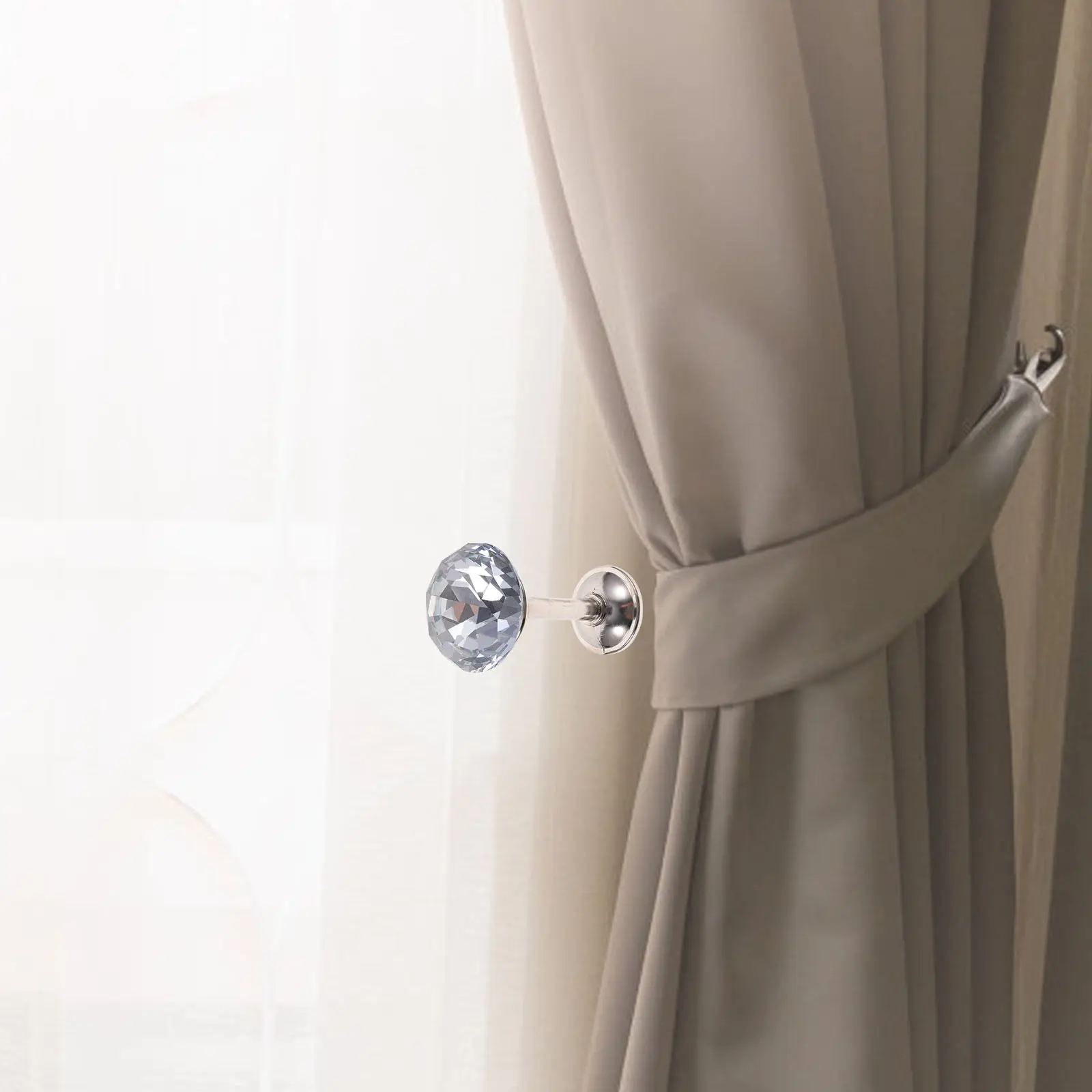2Pcs Silver Curtains Tiebacks Shiny Large Faux Diamond Zinc Alloy Drapery Tie Backs for Home Decor Wall Door Hat Clothing view 4