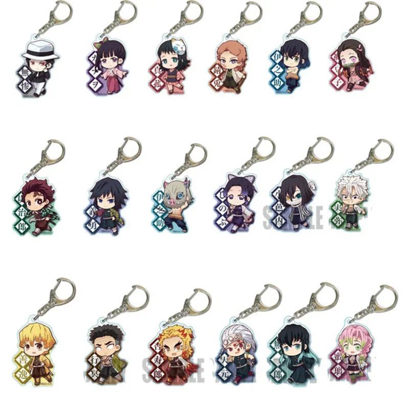 Llaveros acrílicos Demon Slayer Kamado Tanjirou Agatsuma Zenitsu Rengoku Kyoujurou Sabito Kibutsuji Muzan llaveros figura colgante