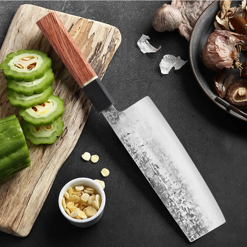 Set di coltelli forgiati per chef da cucina giapponese professionale 5Cr15Mov Coltelli per mannaia da macellaio in acciaio inossidabile per carne di pesce, frutta e verdura