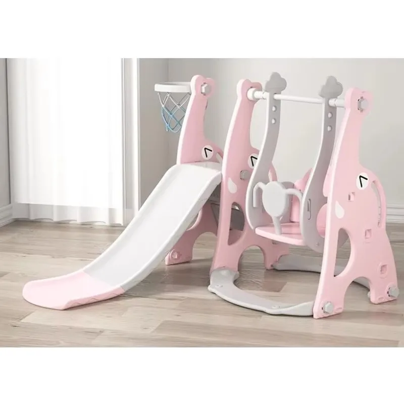 New Design Multi-colour Indoor Slide Plastic Cartoon Slide and Swing Toys for Kids