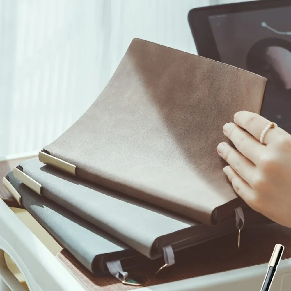 Durable Useful A5 Notebook Imitation Leather Thickened Business Notebook Simple Design Soft Leather Cover Notepad Office Use