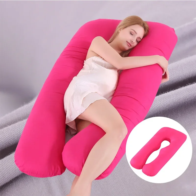 Almohada de embarazo, almohada de algodón para mujeres embarazadas, cojín de lactancia en forma de U, almohada de cintura de maternidad lavable, cojín para dormir