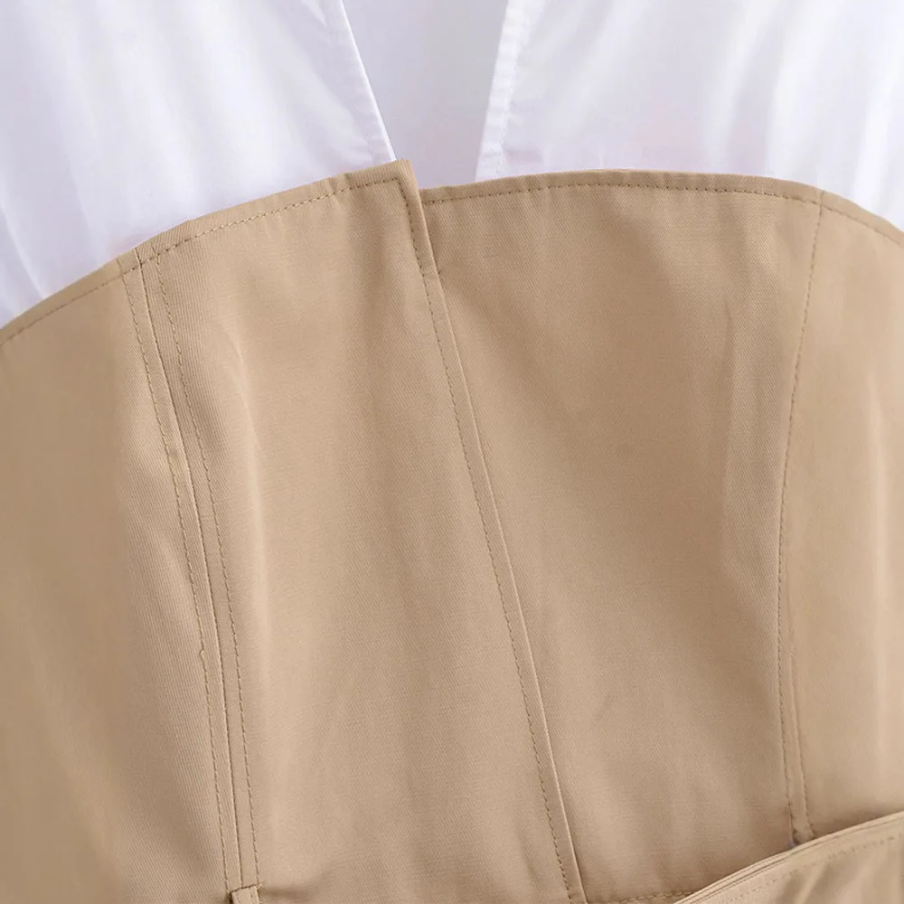 Dames contrasterende haltertop met riem Lentemode V-hals damesvest met zijrits Mouwloze vrouwelijke tanktops