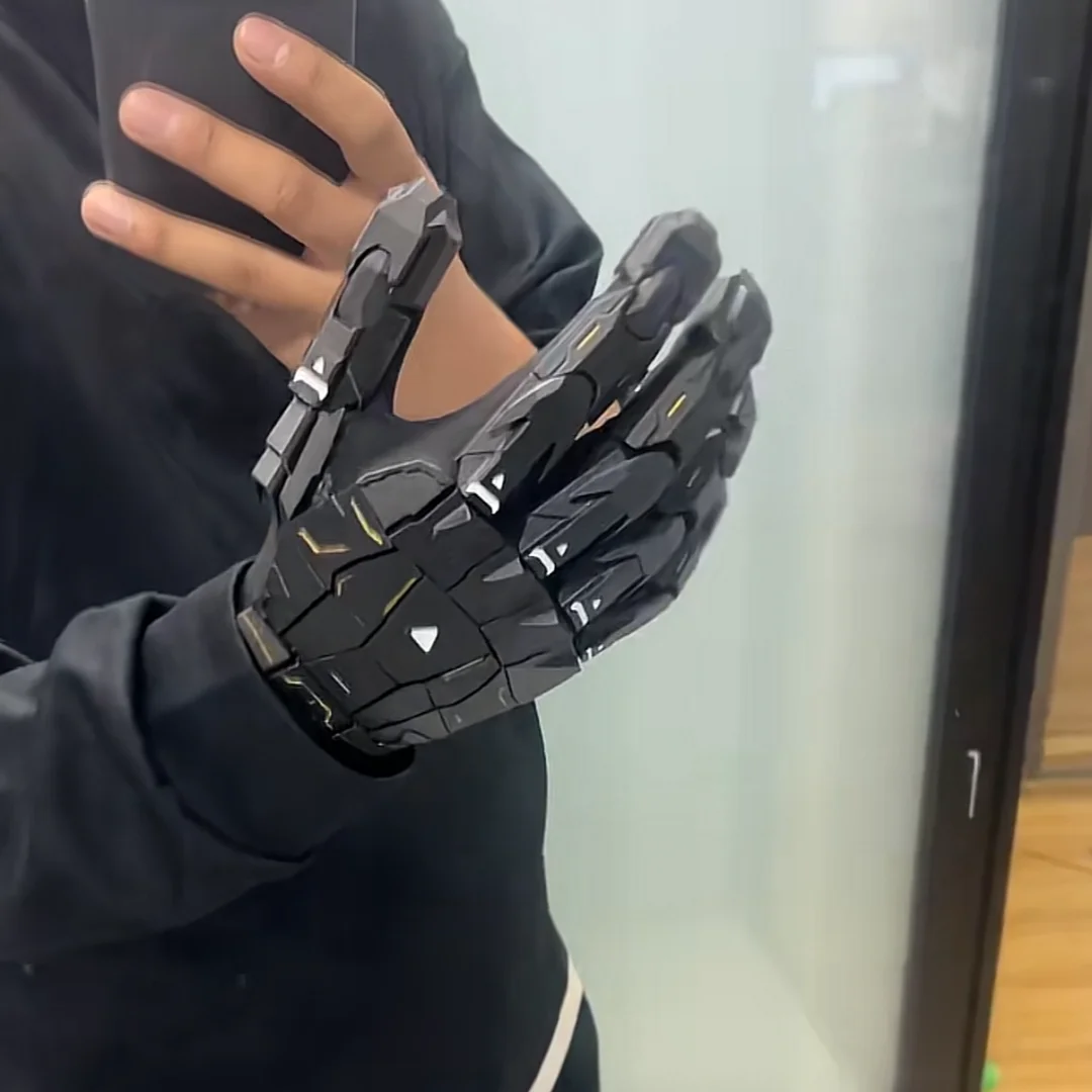 Gothic Techwear Exoskeleton Gloves 3D Printing Handmade Gluing Punk Mechanical Gloves Wearable Hand Armor Cosplay Props