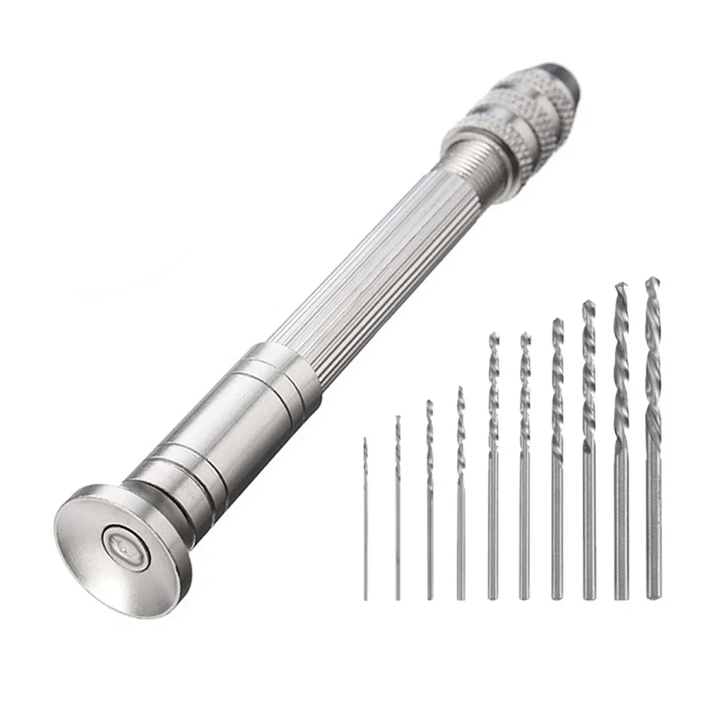 1/11 Pz 0.3-3.2mm Mini Trapano A Mano Set In Lega di Alluminio Argento Lavorazione Del Legno Strumenti di Foratura Per Modelli Hobby FAI DA TE Foratura utensile rotante