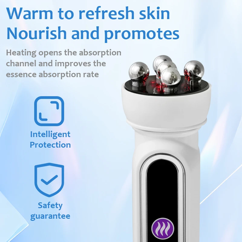 3 in1 EMS مكركرنت الوجه EMS الدورية الأسطوانة التدفئة العين الوجه الخامس خط الفوتون سحب تدليك تجديد أدوات العناية بالجمال