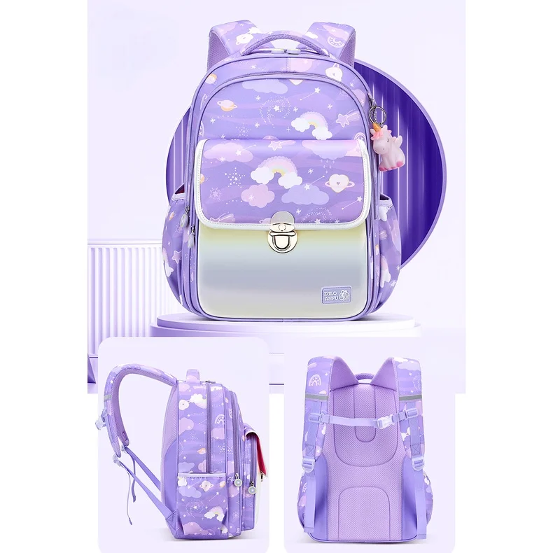 Girls Sweet Rainbow Large Capacity Backpacks New Cute Children Student Grade 1-6 Lightweight Schoolbags Waterproof Drop Shipping