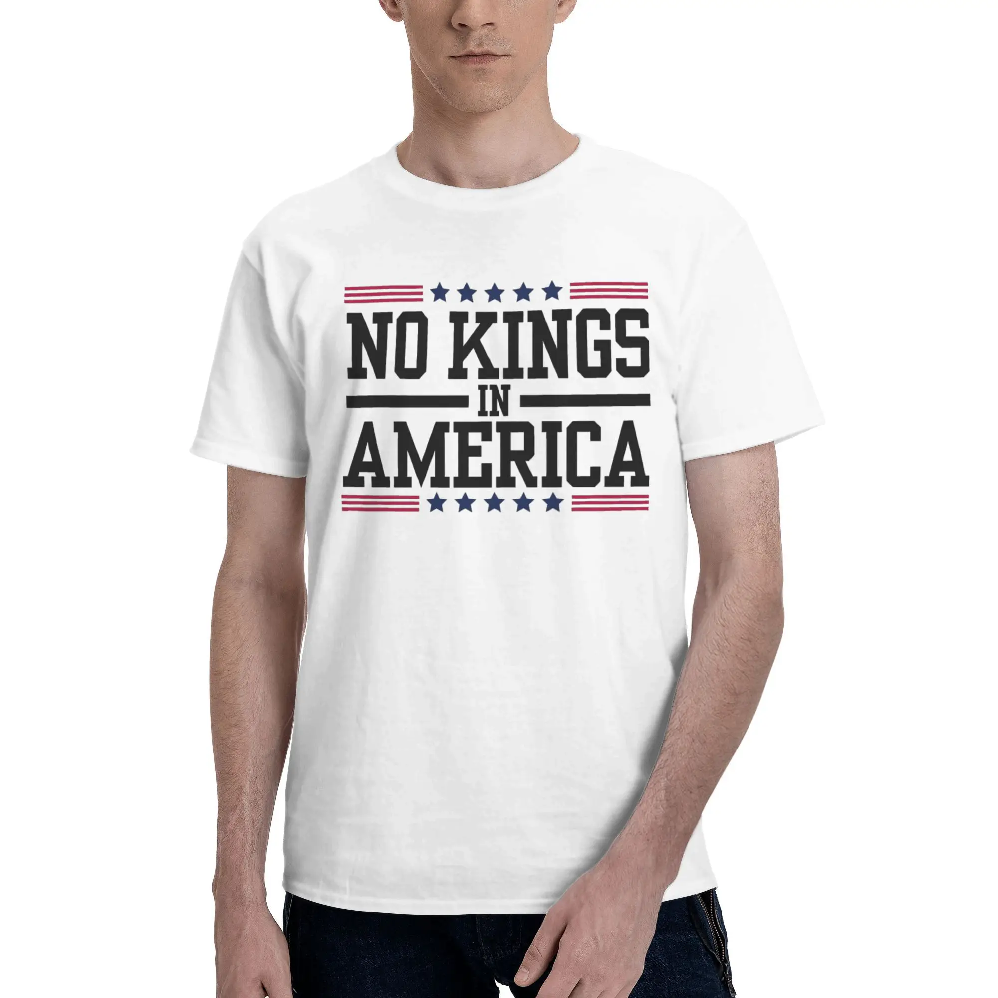 

Повседневные футболки No Kings In America, мужские хлопковые летние топы с короткими рукавами и круглым вырезом, рубашки