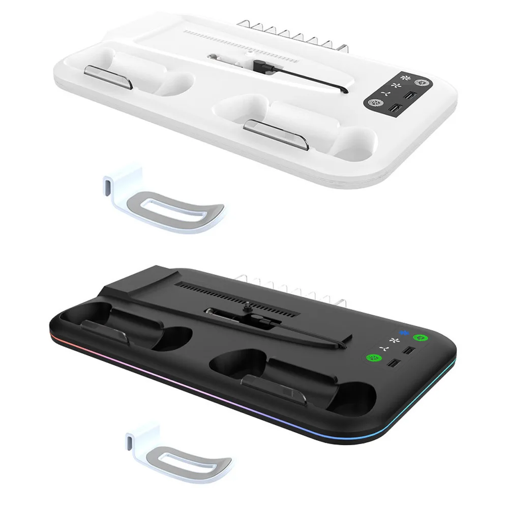 

Для тонкой консоли PS5, охлаждающая подставка, контроллер, зарядное устройство с RGB подсветкой, контроллер, зарядная док-станция, игровой слот для PS5, цифровой и цифровой