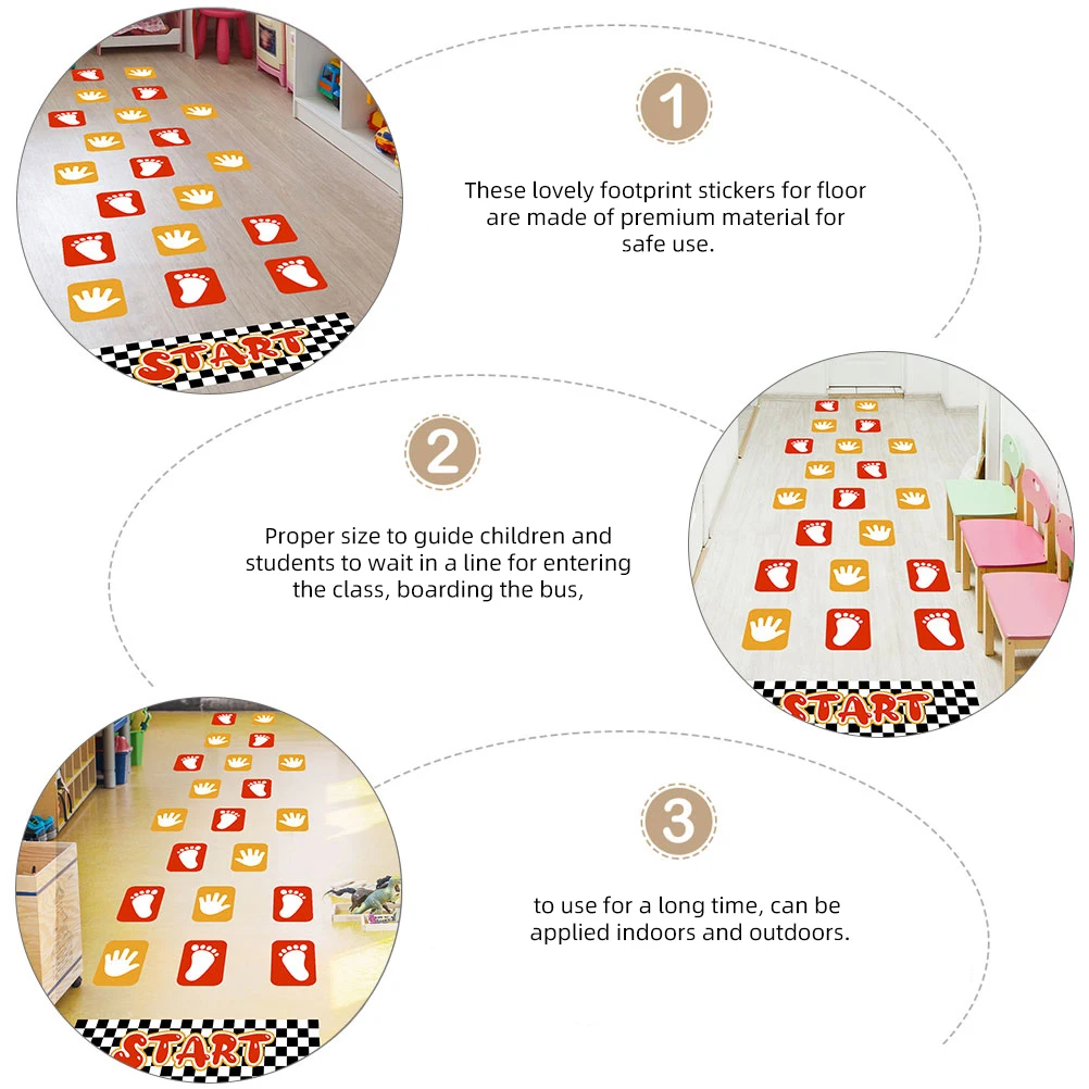 

3 Pcs Wall Stickers Kids Floor Decals Footprint Nursery Preschool Indoor Outdoor Social Distance Decor