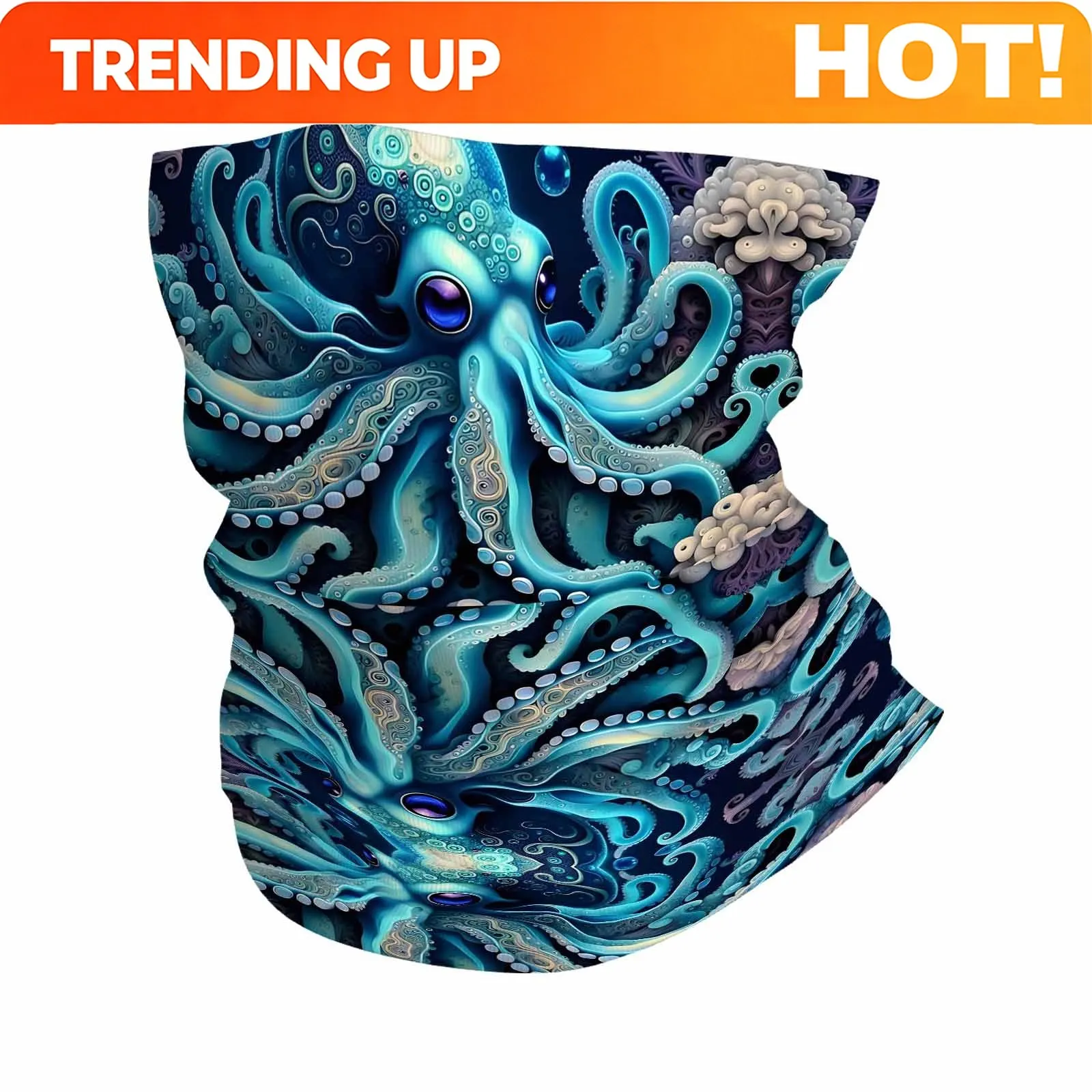 Customization Surrealist, Octopus Tentacles, Deep Blue Novel Design Multi-Functional Printed Scarf Suitable For Outdoor Men