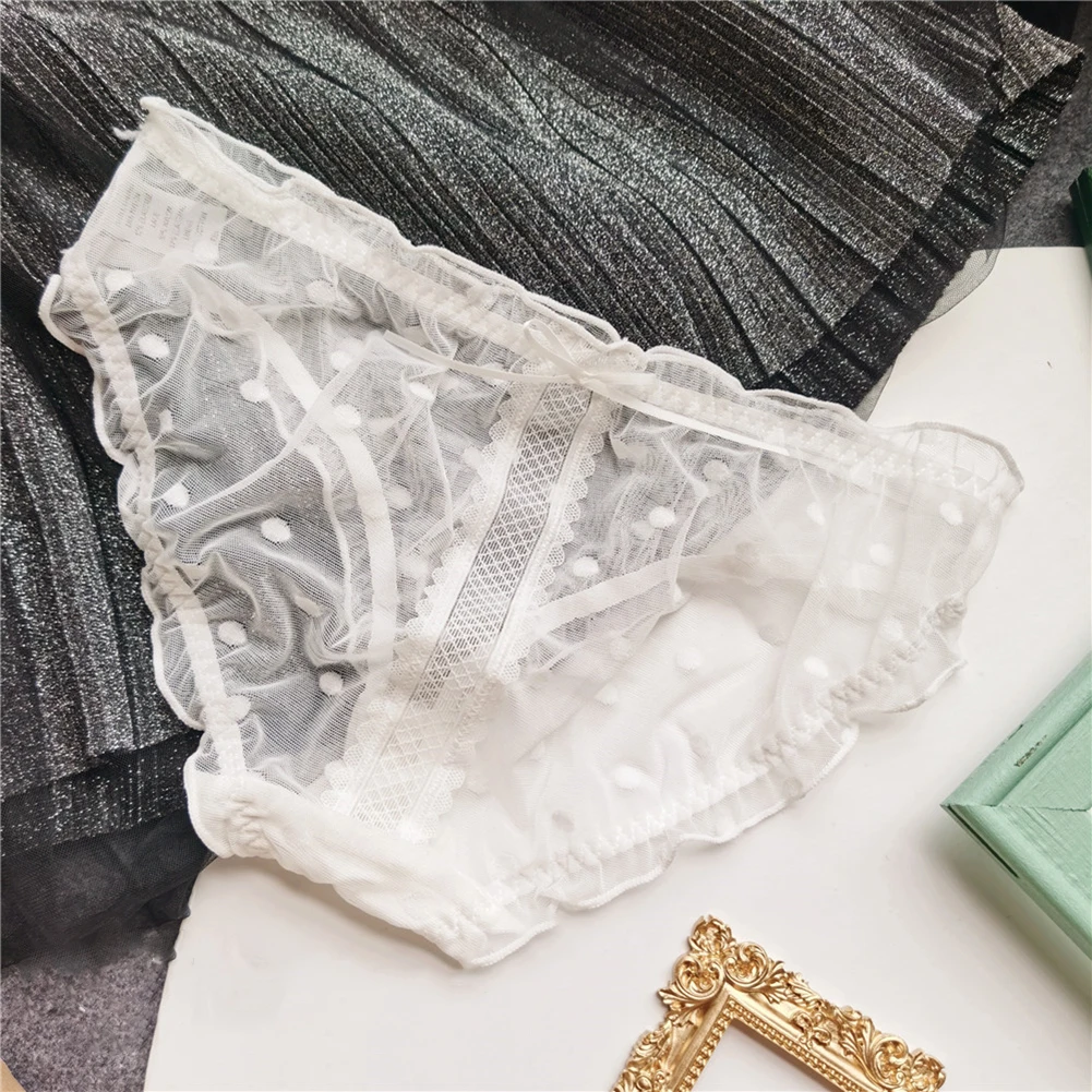 Ropa interior de encaje 18 para mujer, bragas eróticas de algodón con volantes y puntos bonitos, lencería transparente fina, bragas de princesa japonesa