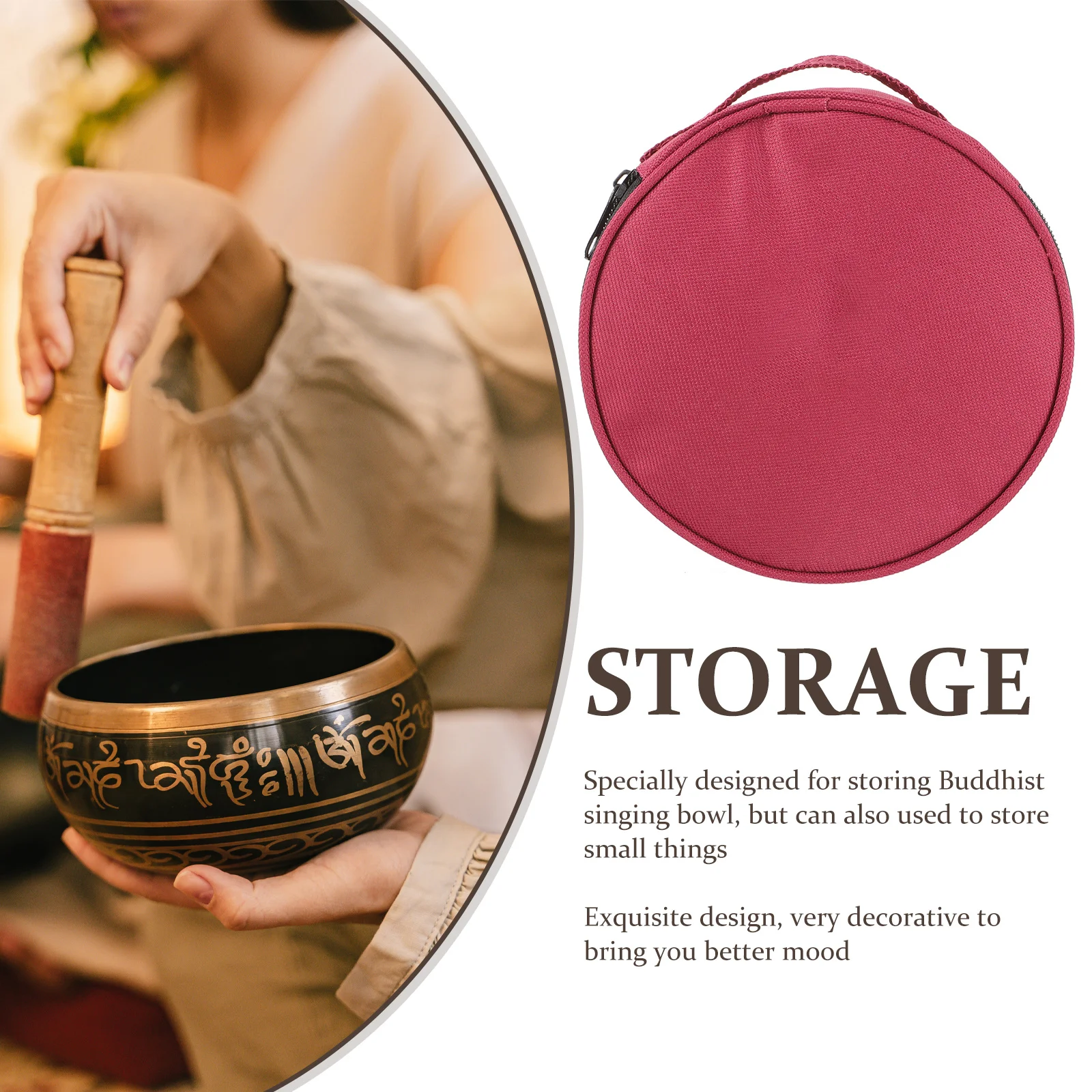 

Storage Bag Buddha Sound Bowl Large Tibbetin Case Soundhealing Bags Singing Box Pouch Rosy Travel