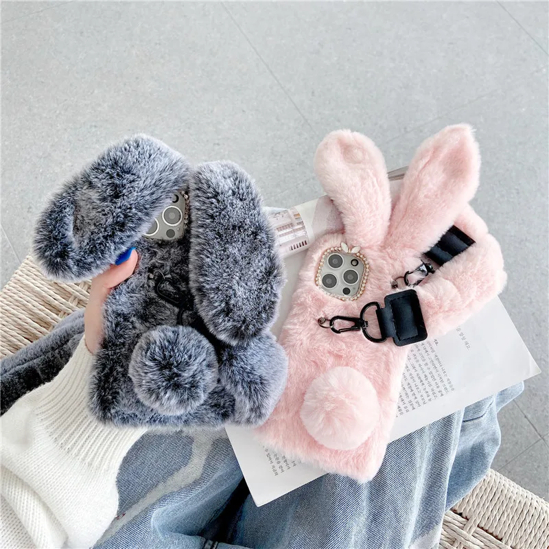 

Длинный висячий веревочный чехол Fluffy Bunny для Samsung Note 20 10 9 A17 A07 A12 A22 A32 A42 A52 A72 A30S A50 M14 M54 Плюшевый чехол на ремешке