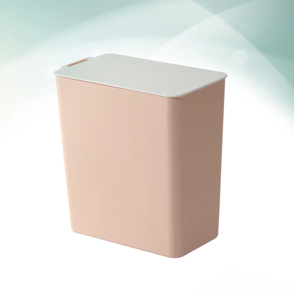 

Small Desktop Trash Can Plastic Waste Container with Lid Cute Compact Design for Office Home Table Use Mini Garbage Bin Pink