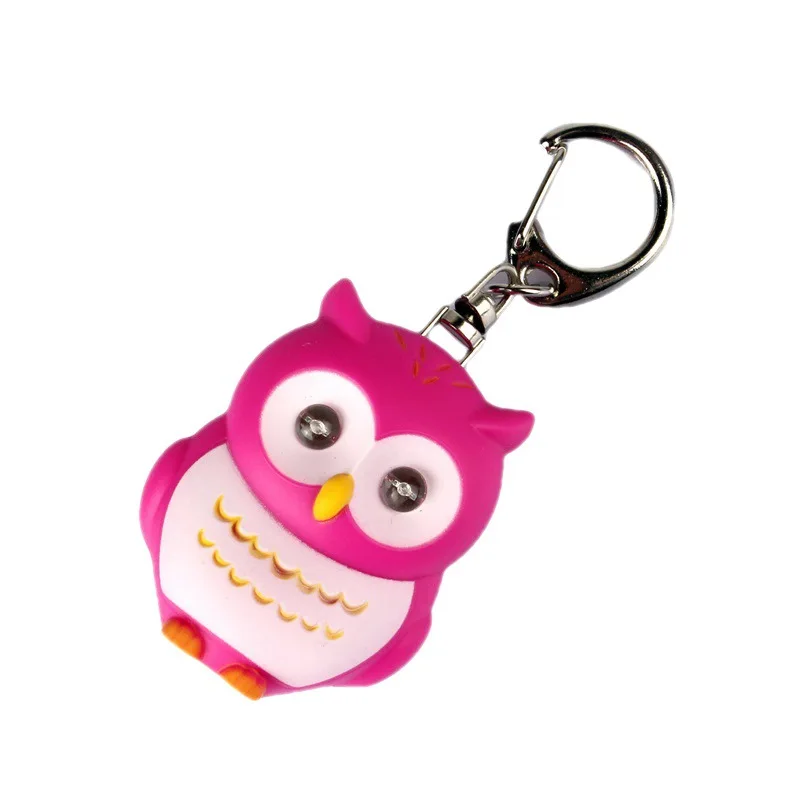 New LED Owl Keychain Cute Bag Pendant Cartoon Key Ring Handbag Car Keys Chain Mens Sound And Light Design Women Men Gift