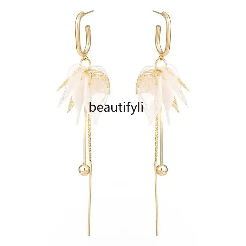 Tassel earrings, new, long temperament cold wind earrings, sterling silver anti-allergic high-end earrings for women