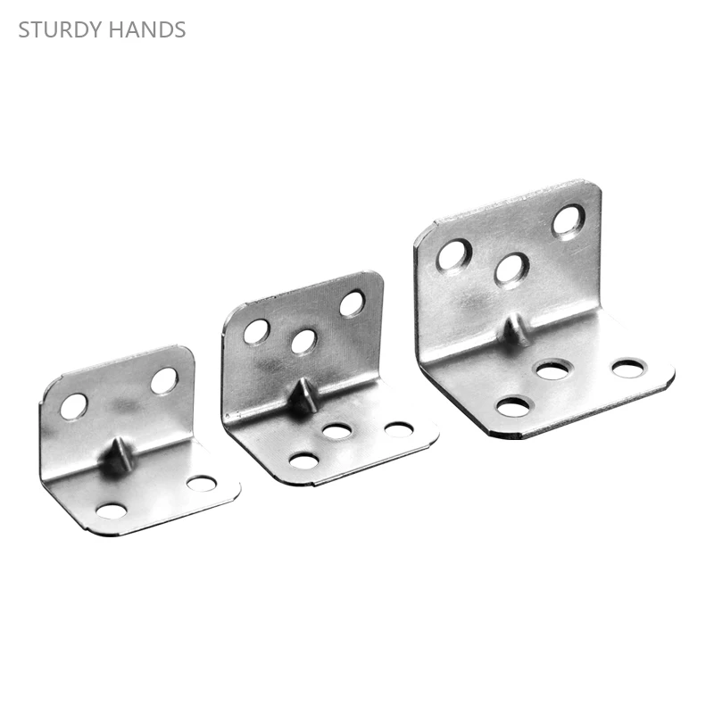 

50PCS thickened iron corner code wooden board table chair, wardrobe fixing connector 90 degree right angle iron plate bracket